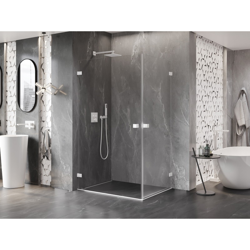 Mexen Lunar-B Duo cabine de douche pivotante 95 x 70 cm, transparent, blanc - 832-095L-070P-20-00