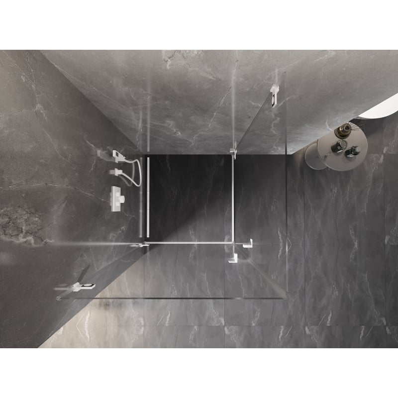 Mexen Lunar-B Duo cabine de douche pivotante 80 x 80 cm, transparent, blanc - 832-080L-080P-20-00