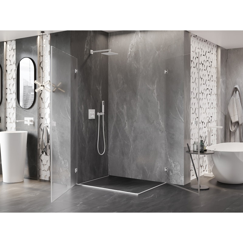 Mexen Lunar-B Duo cabine de douche pivotante 100 x 85 cm, transparent, blanc - 832-100L-085P-20-00