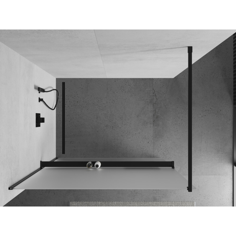 Mexen Kioto+ paroi de douche avec étagère Walk-in 80 x 200 cm, givre, noir - 800-080-121-70-30