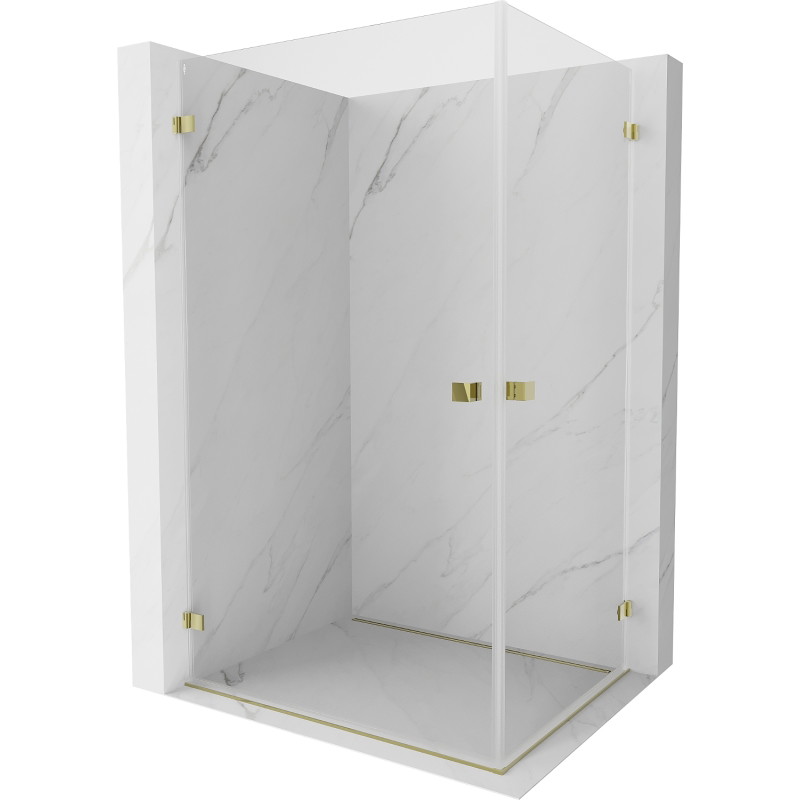 Mexen Lunar-B Duo cabine de douche pivotante 80 x 70 cm, transparente, dorée - 832-080L-070P-50-00