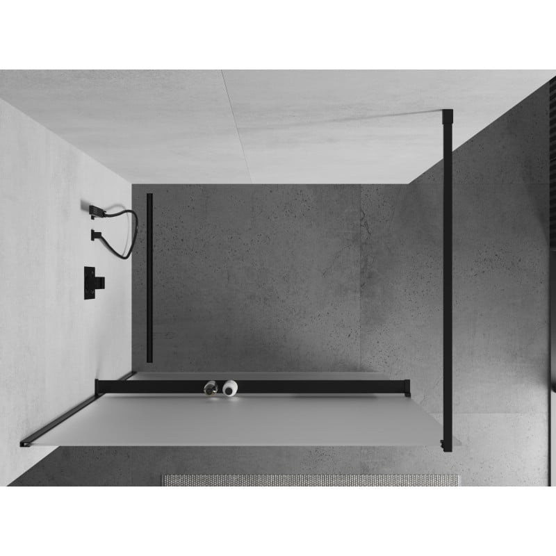 Mexen Kioto+ paroi de douche avec étagère Walk-in 110 x 200 cm, givré, noir - 800-110-121-70-30