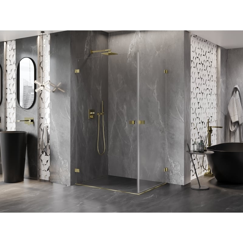Mexen Lunar-B Duo cabine de douche pivotante 95 x 75 cm, transparent, or - 832-095L-075P-50-00