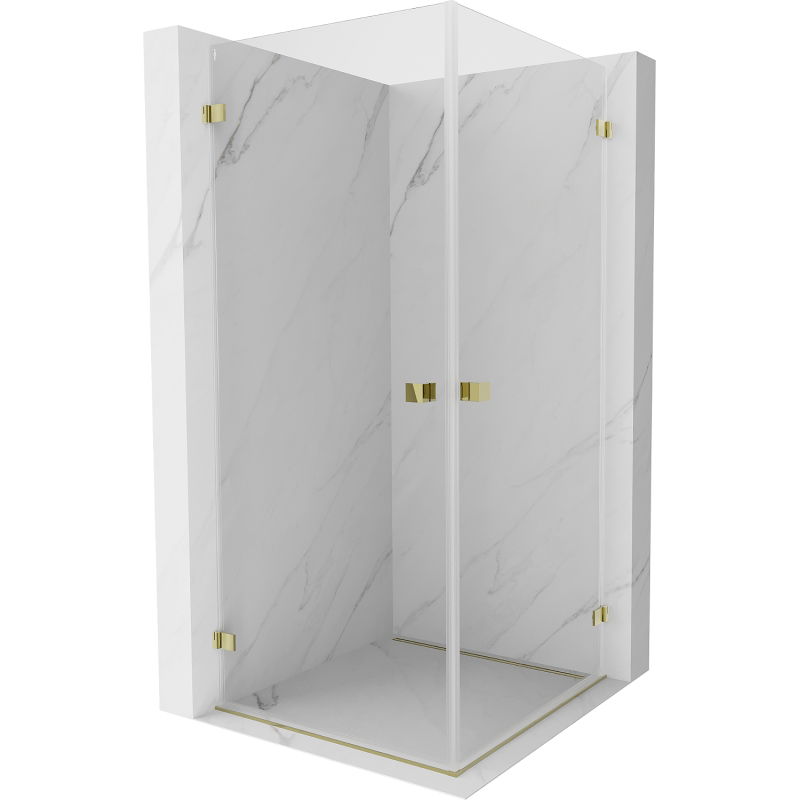 Mexen Lunar-B Duo cabine de douche pivotante 100 x 100 cm, transparent, or - 832-100L-100P-50-00