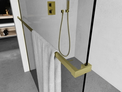 Mexen Uni-R Barre porte-serviettes pour paroi de douche, or brossé - 800-06-55