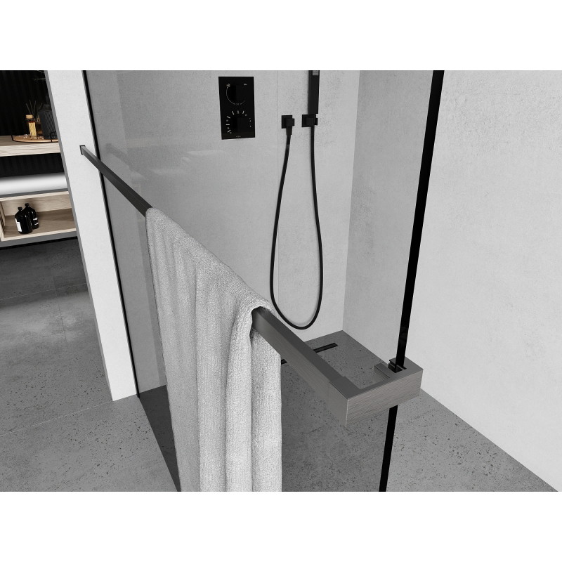 Mexen barre pour serviettes sur paroi de douche, gris métal brossé - 800-06-66