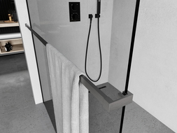 Mexen barre pour serviettes pour paroi de douche, gris canon brossé - 800-06-66