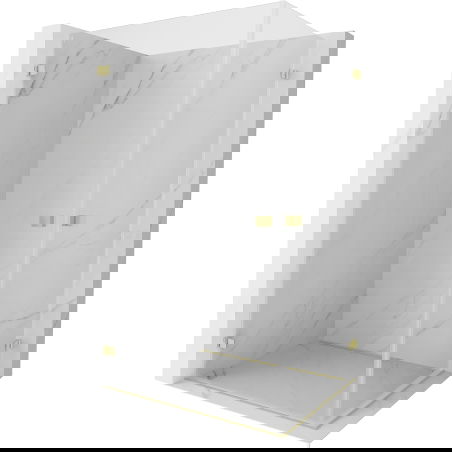 Mexen Lunar-B Duo cabane de douche battante 95 x 70 cm, transparent, or brossé - 832-095L-070P-55-00