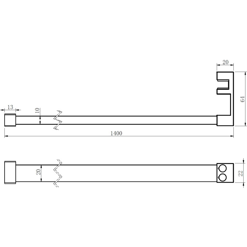 Mexen Uni-R barre porte-serviettes pour paroi de douche, chrome - 800-06-01