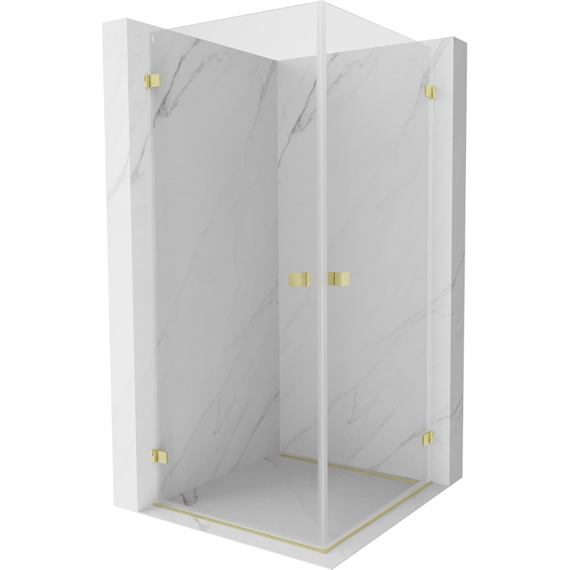 Mexen Lunar-B Duo cabine de douche pivotante 80 x 80 cm, transparent, or brossé - 832-080L-080P-55-00