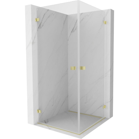 Mexen Lunar-B Duo cabine de douche pivotante 80 x 80 cm, transparent, or brossé - 832-080L-080P-55-00