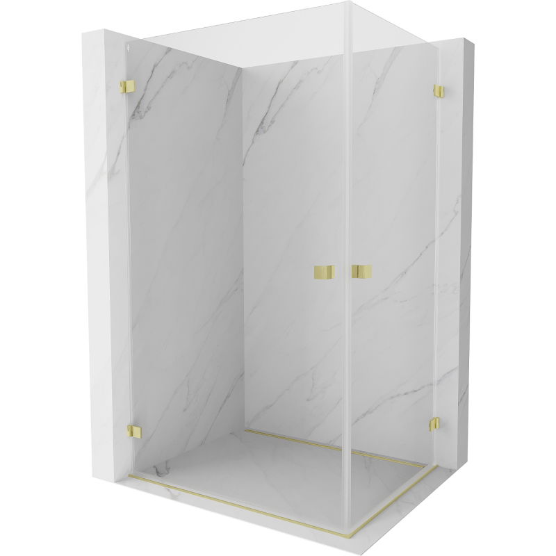 Mexen Lunar-B Duo cabine de douche battante 85 x 80 cm, transparent, doré brossé - 832-085L-080P-55-00