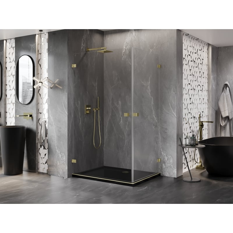 Mexen Lunar-B Duo cabine de douche pivotante 95 x 80 cm, transparent, or brossé - 832-095L-080P-55-00
