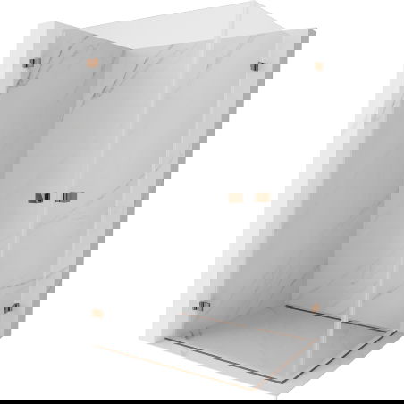 Cabine de douche pivotante Mexen Lunar-B Duo 95 x 70 cm, transparent, or rose - 832-095L-070P-60-00