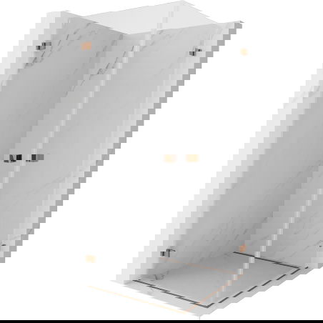 Mexen Lunar-B Duo cabine de douche pivotante 75 x 75 cm, transparente, or rose - 832-075L-075P-60-00