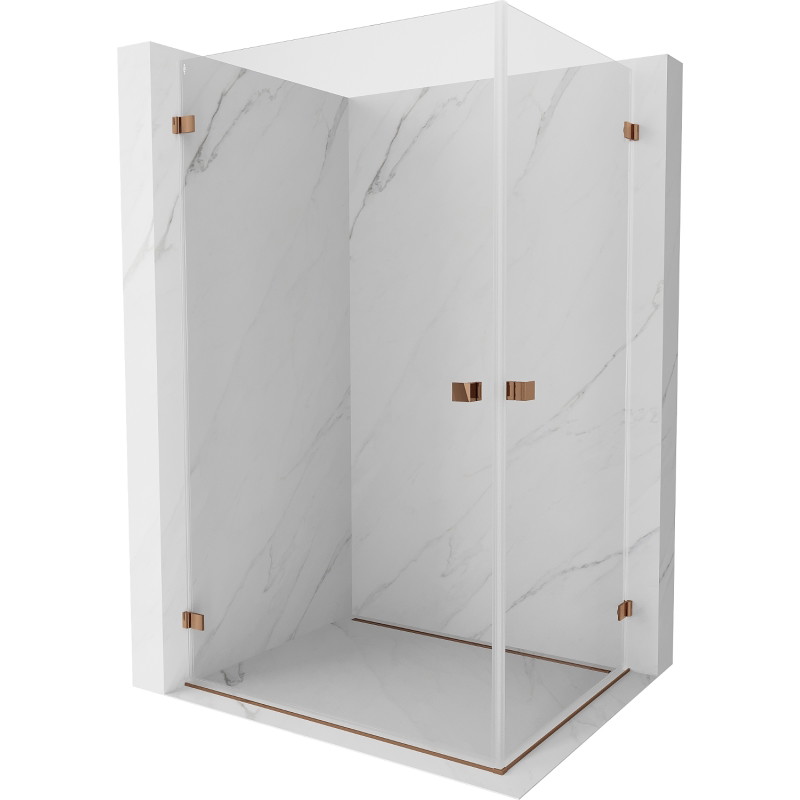 Mexen Lunar-B Duo cabine de douche pivotante 85 x 75 cm, transparente, or rose - 832-085L-075P-60-00