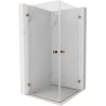 Mexen Lunar-B Duo cabine de douche pivotante 90 x 90 cm, transparent, or rose - 832-090L-090P-60-00