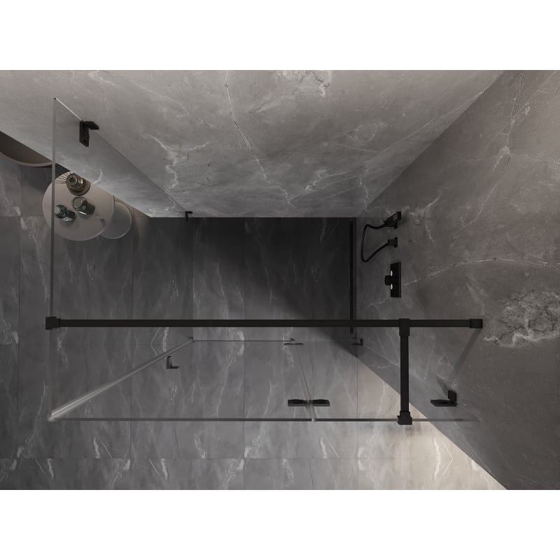 Mexen Lunar T cabine de douche pivotante droite 135 x 90 cm, transparent, noir - 834T-135-090-70-00-P