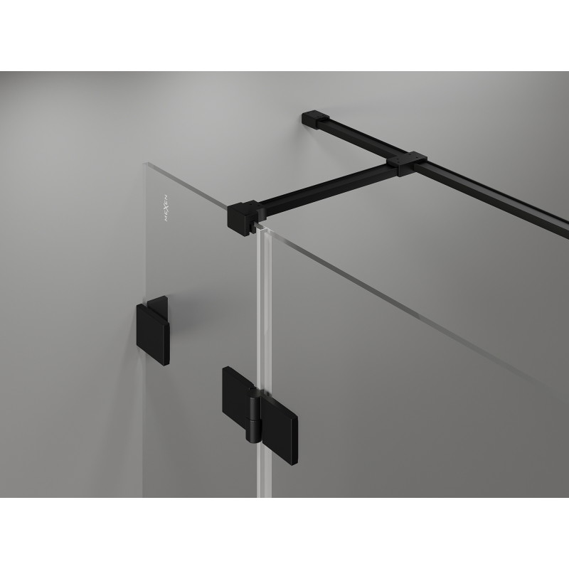 Mexen Lunar T cabine de douche pivotante droite 125 x 100 cm, transparent, noir - 834T-125-100-70-00-P