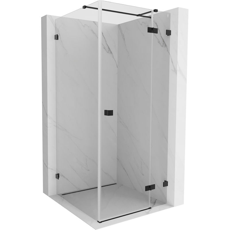 Mexen Lunar T cabine de douche pivotante droite 110 x 110 cm, transparent, noire - 834T-110-110-70-00-P