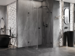 Mexen Lunar T cabine de douche pivotante droite 110 x 110 cm, transparent, noire - 834T-110-110-70-00-P