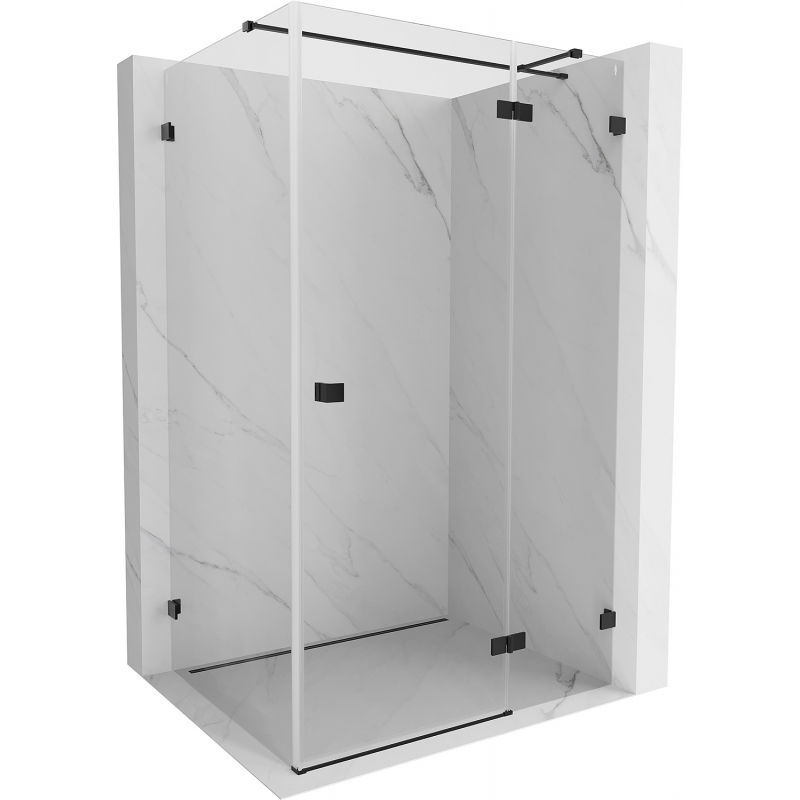 Mexen Lunar T cabine de douche pivotante droite 140 x 110 cm, transparent, noir - 834T-140-110-70-00-P
