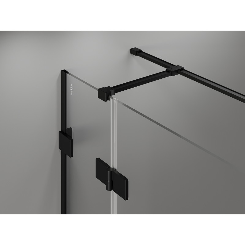 Mexen Lunar T cabine de douche pivotante droite 140 x 110 cm, transparent, noir - 834T-140-110-70-00-P