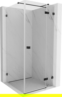 Mexen Lunar T cabine de douche pivotante droite 120 x 120 cm, transparente, noire - 834T-120-120-70-00-P