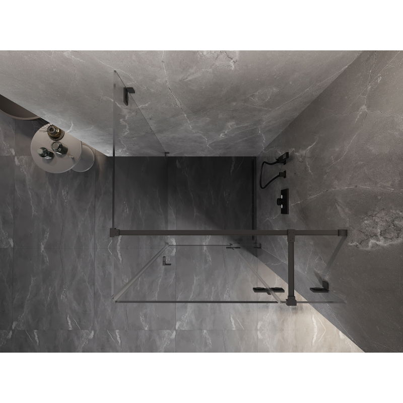 Mexen Lunar T cabine de douche pivotante droite 120 x 120 cm, transparent, métal gun - 834T-120-120-95-00-P