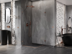 Mexen Lunar-B Duo cabine de douche pivotante 70 x 70 cm, transparent, cuivre brossé - 832-070L-070P-65-00