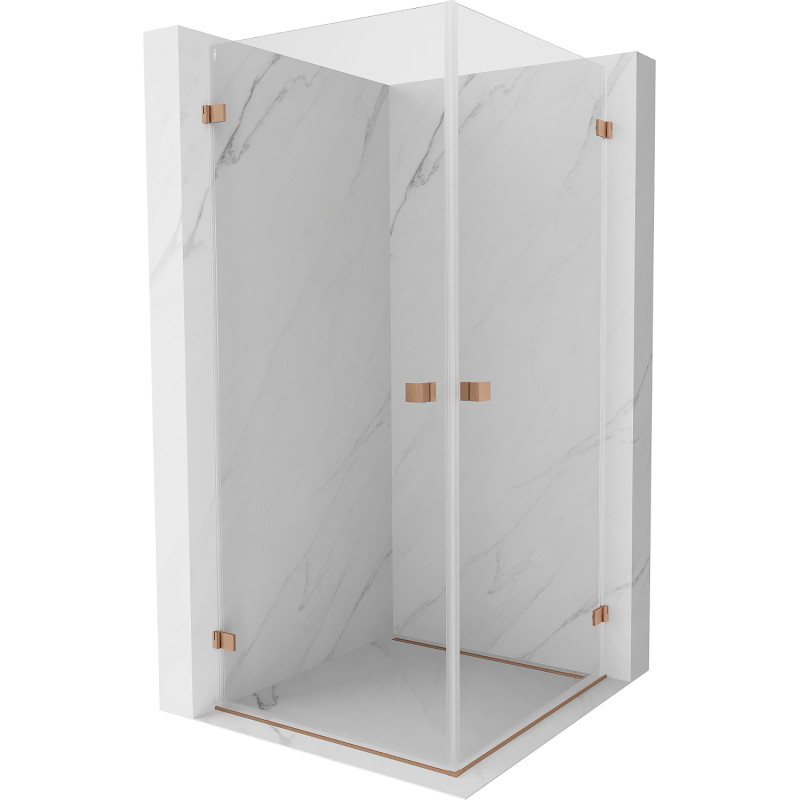 Mexen Lunar-B Duo cabine de douche pivotante 70 x 70 cm, transparent, cuivre brossé - 832-070L-070P-65-00