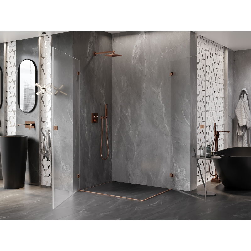Mexen Lunar-B Duo cabine de douche pivotante 95 x 85 cm, transparent, cuivre brossé - 832-095L-085P-65-00
