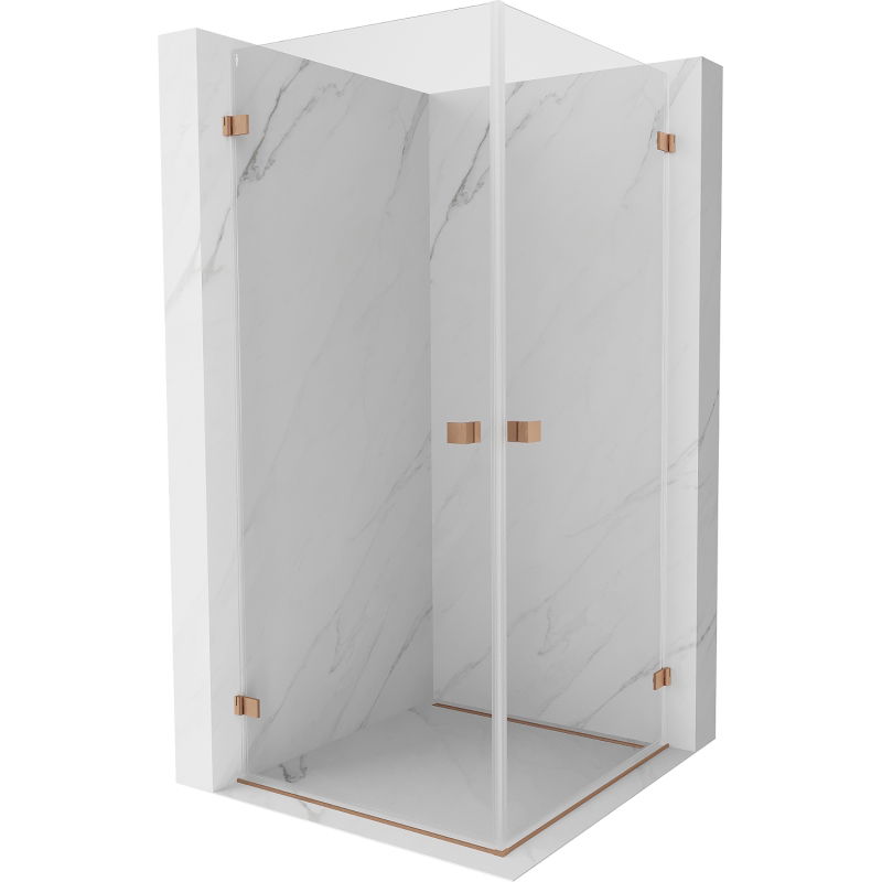 Mexen Lunar-B Duo cabine de douche pivotante 90 x 90 cm, transparent, cuivre brossé - 832-090L-090P-65-00