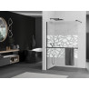 Mexen Kioto+ paroi de douche avec étagère 120 x 200 cm, motif blanc, noir - 800-120-121-70-85