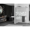 Mexen Kioto+ paroi de douche avec étagère Walk-in 130 x 200 cm, motif blanc, noir - 800-130-121-70-85