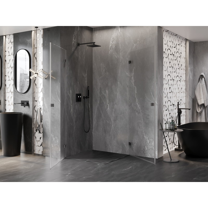 Mexen Lunar-B Duo cabine de douche pivotante 95 x 95 cm, transparent, gris canon brossé - 832-095L-095P-66-00