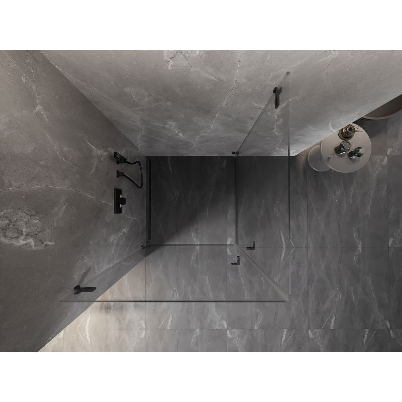 Mexen Lunar-B Duo cabine de douche battante 75 x 75 cm, transparent, noir - 832-075L-075P-70-00
