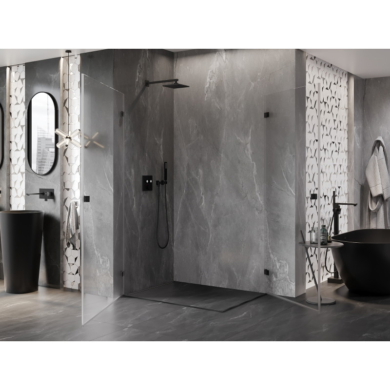 Mexen Lunar-B Duo cabine de douche pivotante 100 x 80 cm, transparent, noir - 832-100L-080P-70-00