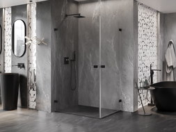 Mexen Lunar-B Duo cabine de douche pivotante 100 x 80 cm, transparente, noire - 832-100L-080P-70-00