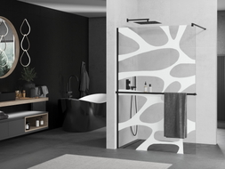 Mexen Kioto+ cloison de douche avec étagère Walk-in 120 x 200 cm, vague blanche, noire - 800-120-121-70-97