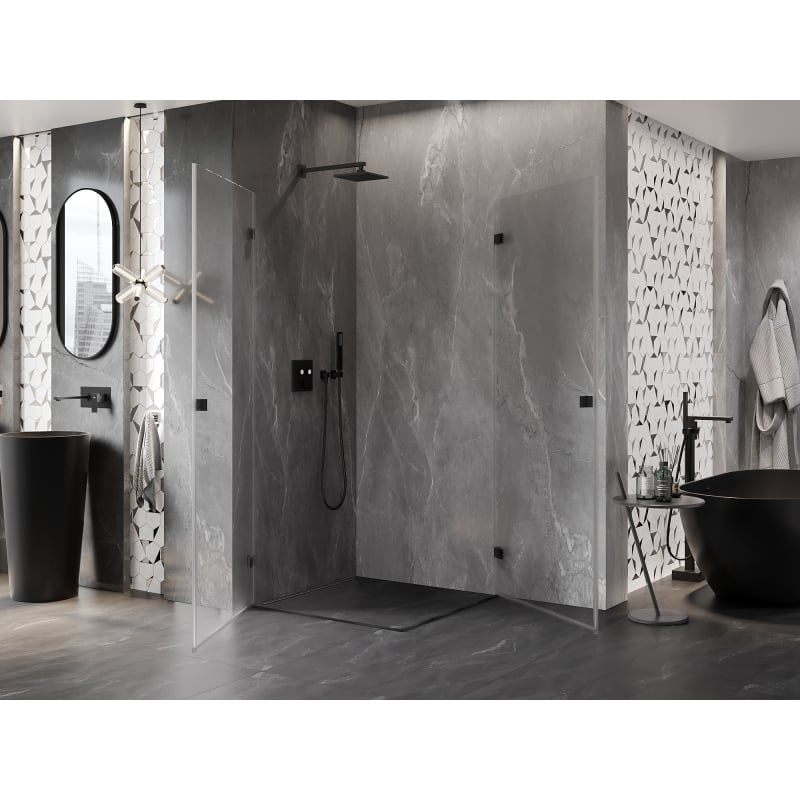 Mexen Lunar-B Duo cabine de douche pivotante 85 x 85 cm, transparent, noir - 832-085L-085P-70-00