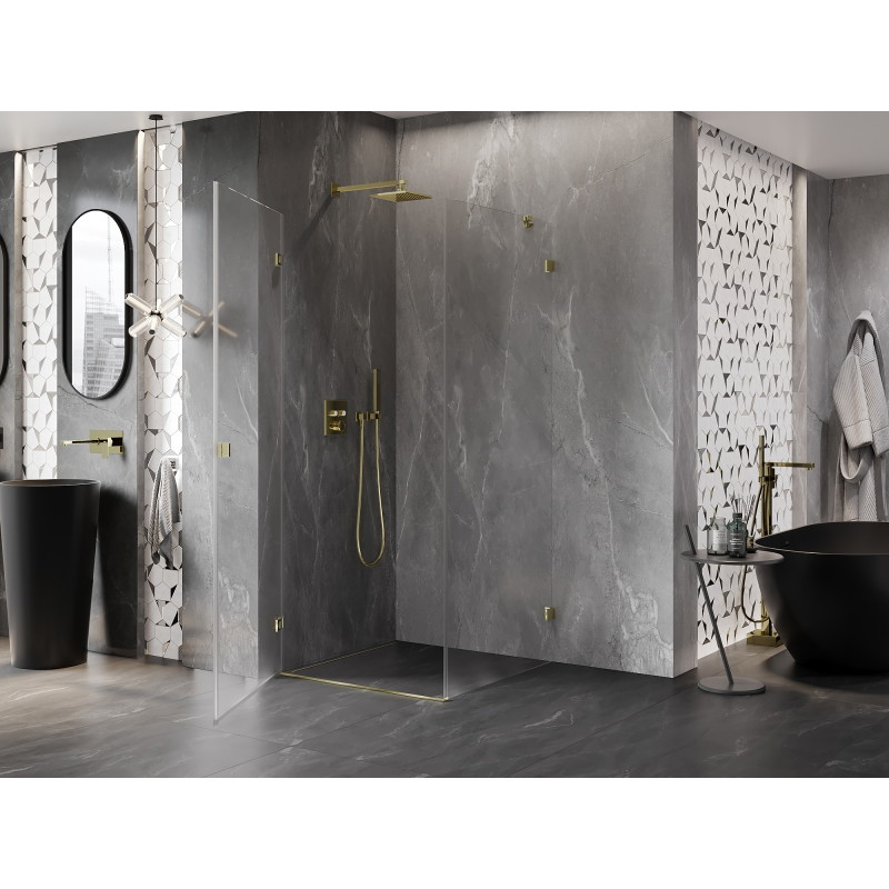 Mexen Lunar-B L cabine de douche pivotante gauche 100 x 100 cm, transparent, or - 832L-100-100-50-00-L