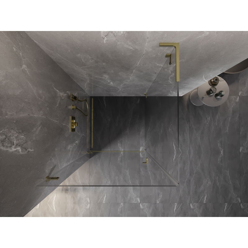 Mexen Lunar-B L cabine de douche pivotante gauche 80 x 80 cm, transparent, or brossé - 832L-080-080-55-00-L