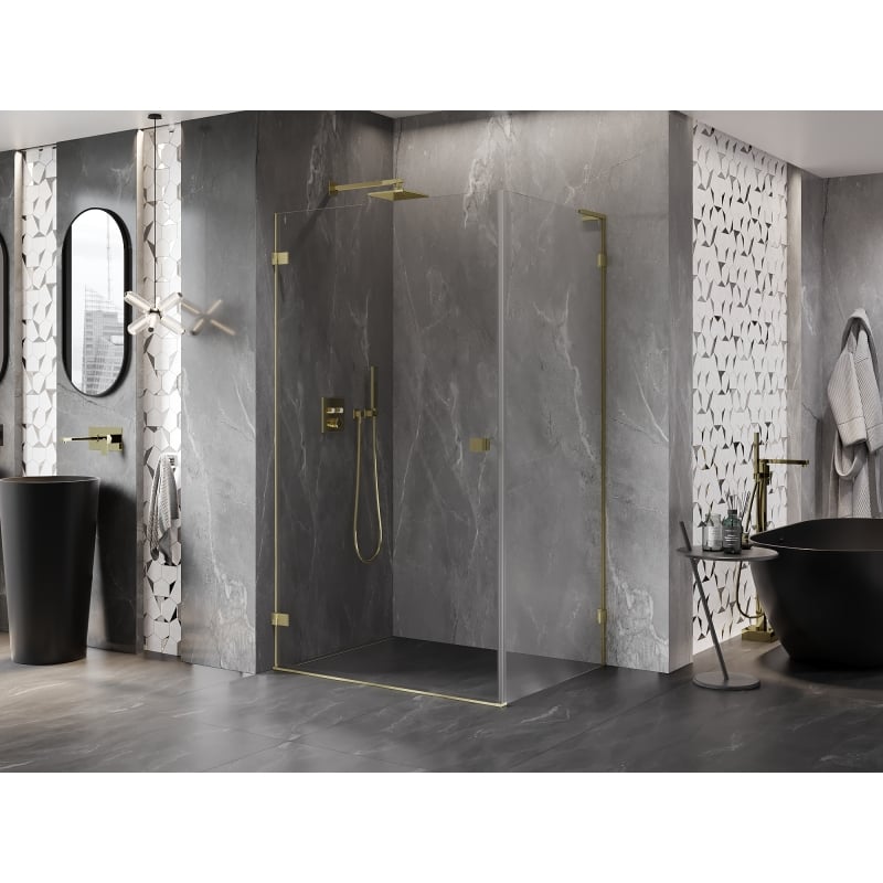 Mexen Lunar-B L cabine de douche pivotante gauche 100 x 90 cm, transparent, or brossé - 832L-100-090-55-00-L