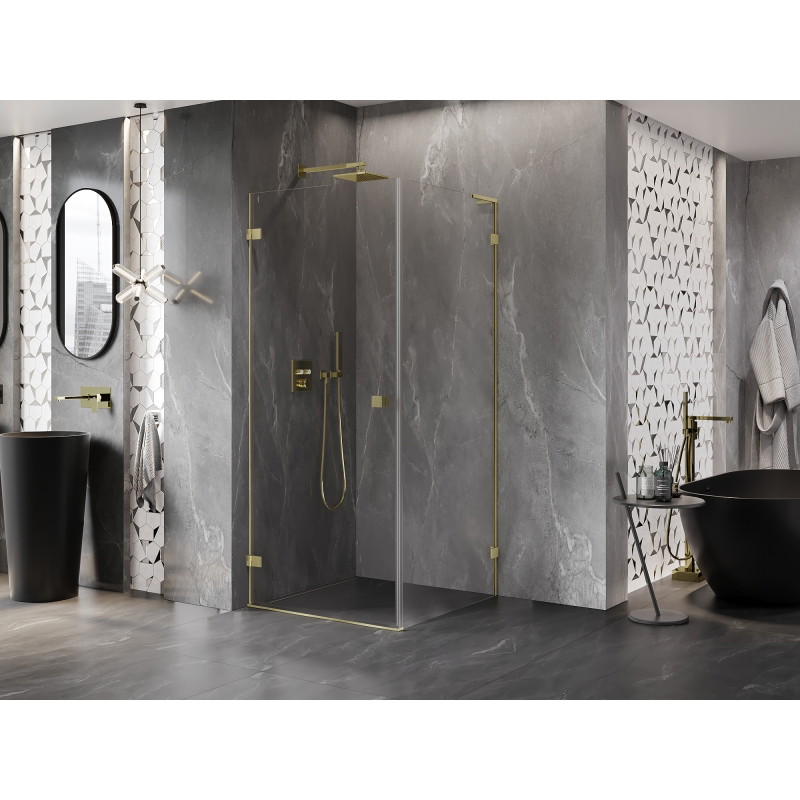 Mexen Lunar-B L cabine de douche pivotante gauche 100 x 100 cm, transparent, or brossé - 832L-100-100-55-00-L