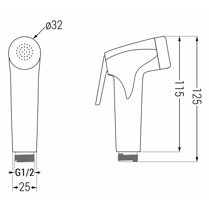 Mexen R-76 poignée de bidet, graphite - 79576-66