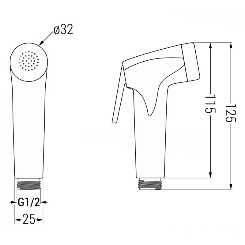 Mexen R-76 poignée de bidet, gris acier brossé - 79576-66