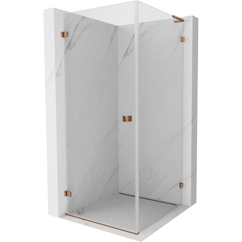 Mexen Lunar-B L cabine de douche pivotante gauche 80 x 80 cm, transparent, or rose - 832L-080-080-60-00-L