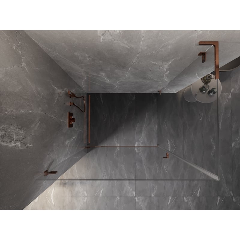Mexen Lunar-B L cabine de douche pivotante gauche 100 x 80 cm, transparent, or rose - 832L-100-080-60-00-L
