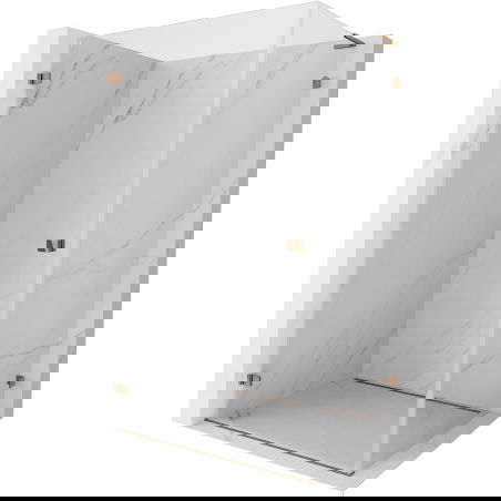 Mexen Lunar-B L cabine de douche battante gauche 95 x 90 cm, transparent, or rose - 832L-095-090-60-00-L